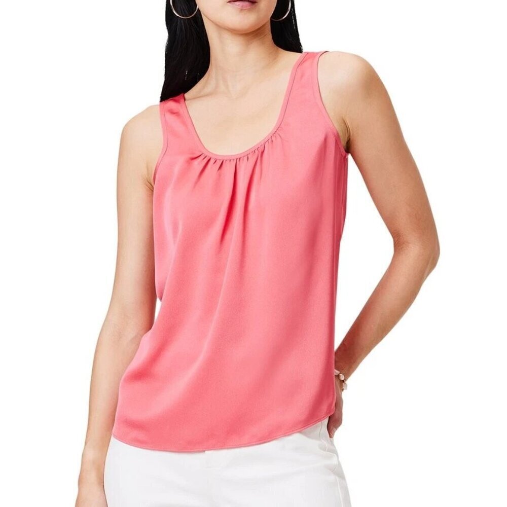 NIC+ZOE Chiffon Tank Top Women's Size XS Pink Coral Scoop Neck  Sleeveless